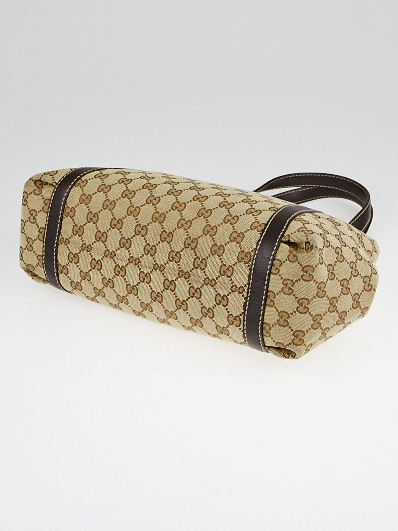 Gucci Beige/Ebony GG Canvas Vintage Web Shoulder Bag | Yoogi's Closet
