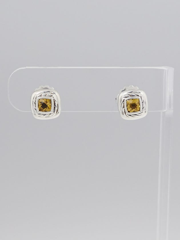 David Yurman Sterling Silver and Citrine Cable Classics Stud Earrings