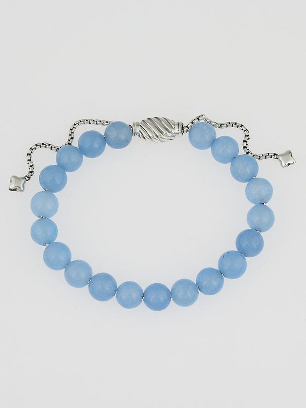 David Yurman 8mm Blue Chalcedony Spiritual Beads Adjustable Bracelet