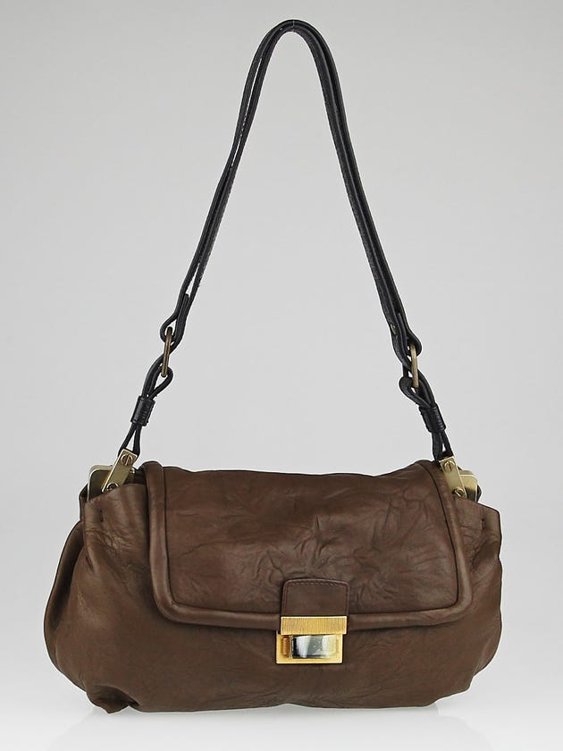 Lanvin Brown Lambskin Leather Maisha MM Bag