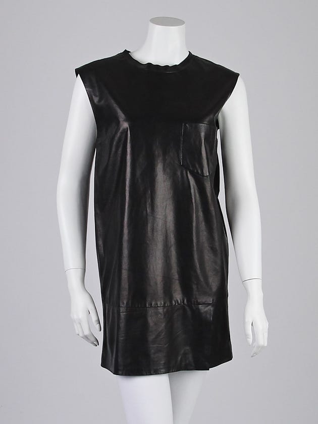 3.1 Phillip Lim Black Lambskin Leather Shift Dress Size 2