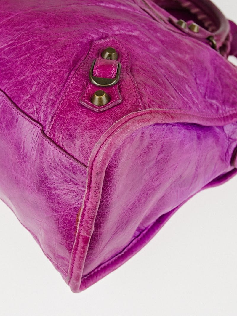 Balenciaga Magenta Chevre Leather Motorcycle City Bag | Yoogi's Closet
