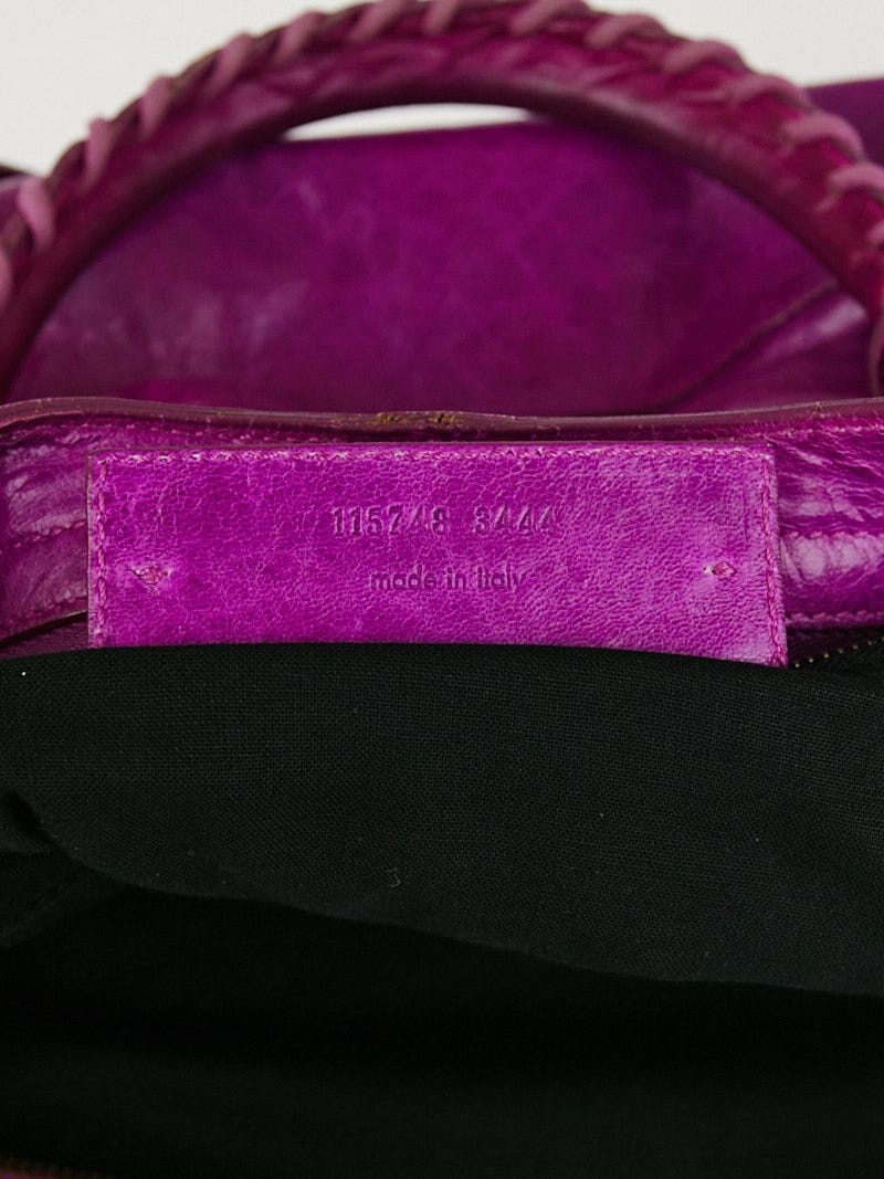 Balenciaga Magenta Chevre Leather Motorcycle City Bag | Yoogi's Closet