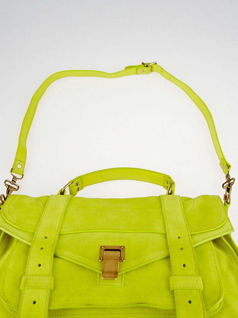 Proenza Schouler Neon Yellow Suede Medium PS1 Satchel Bag Yoogi s Closet