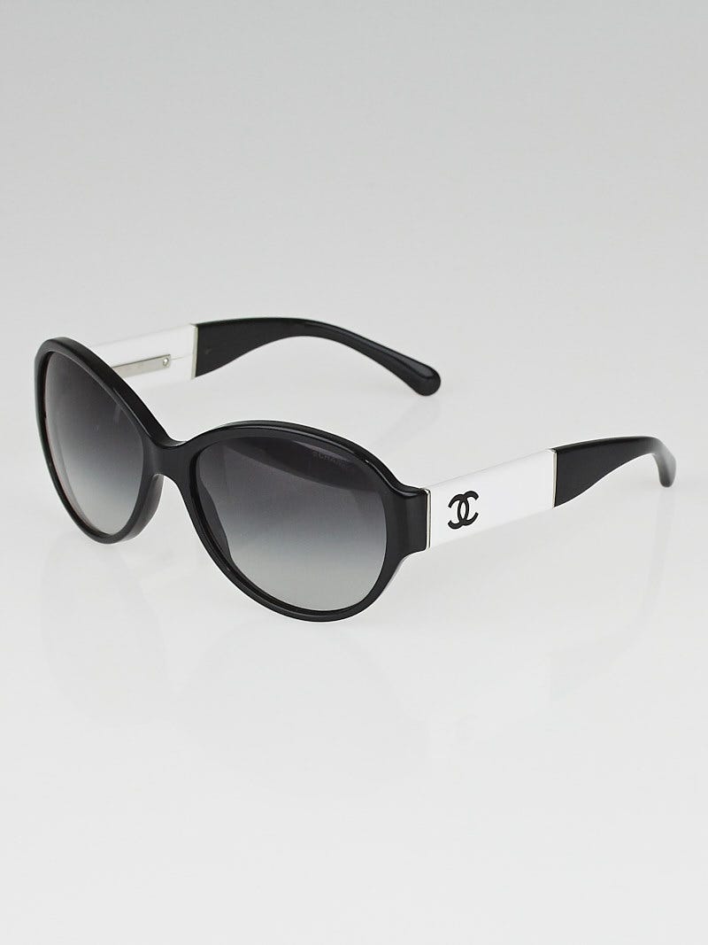 Chanel Black/White Frame CC Sunglasses-5229Q | Yoogi's Closet Chanel Black/White Frame CC Sunglasses-5229Q | Yoogi's Closet