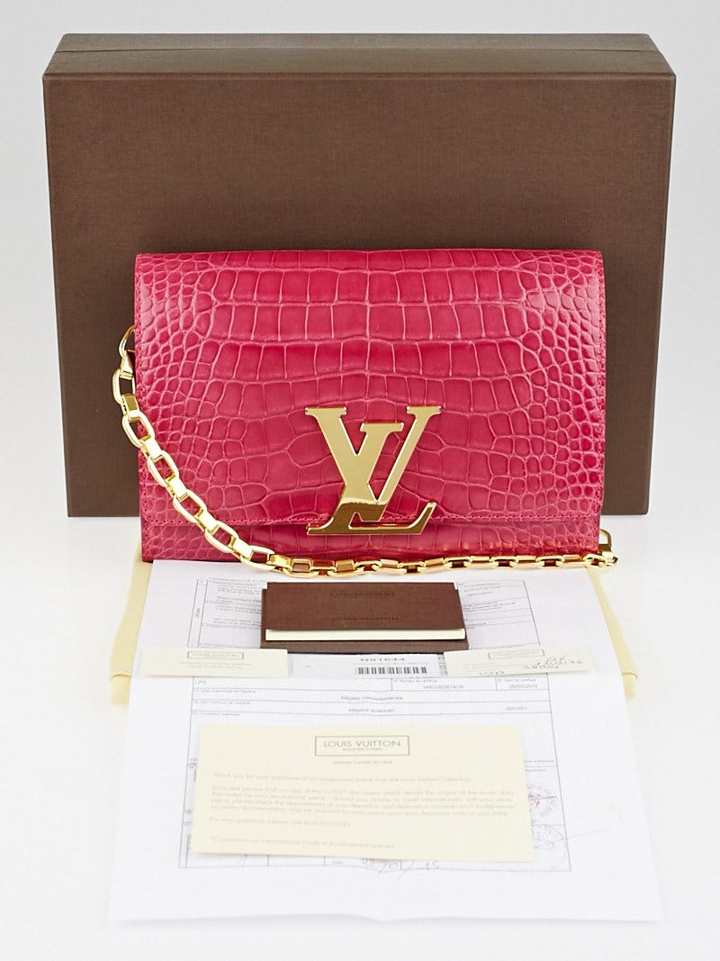 Louis Vuitton Grenade Alligator Chain Louise Clutch Bag - Yoogi's