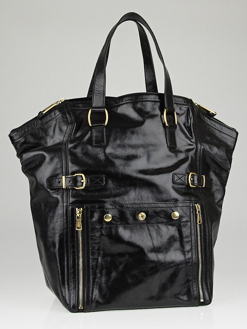 Yves Saint Laurent Black Patent Leather Large Downtown Tote at 1stDibs