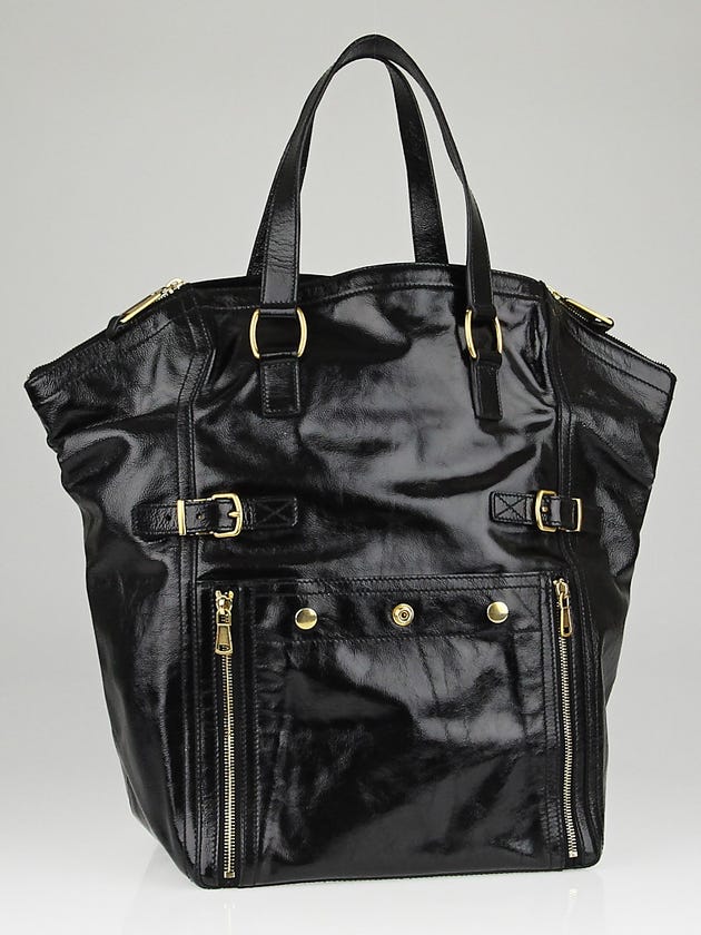 Yves Saint Laurent Black Patent Leather Large Downtown Tote Bag