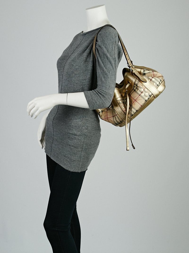 Burberry Gold Leather Supernova Check Armored Baby Beaton