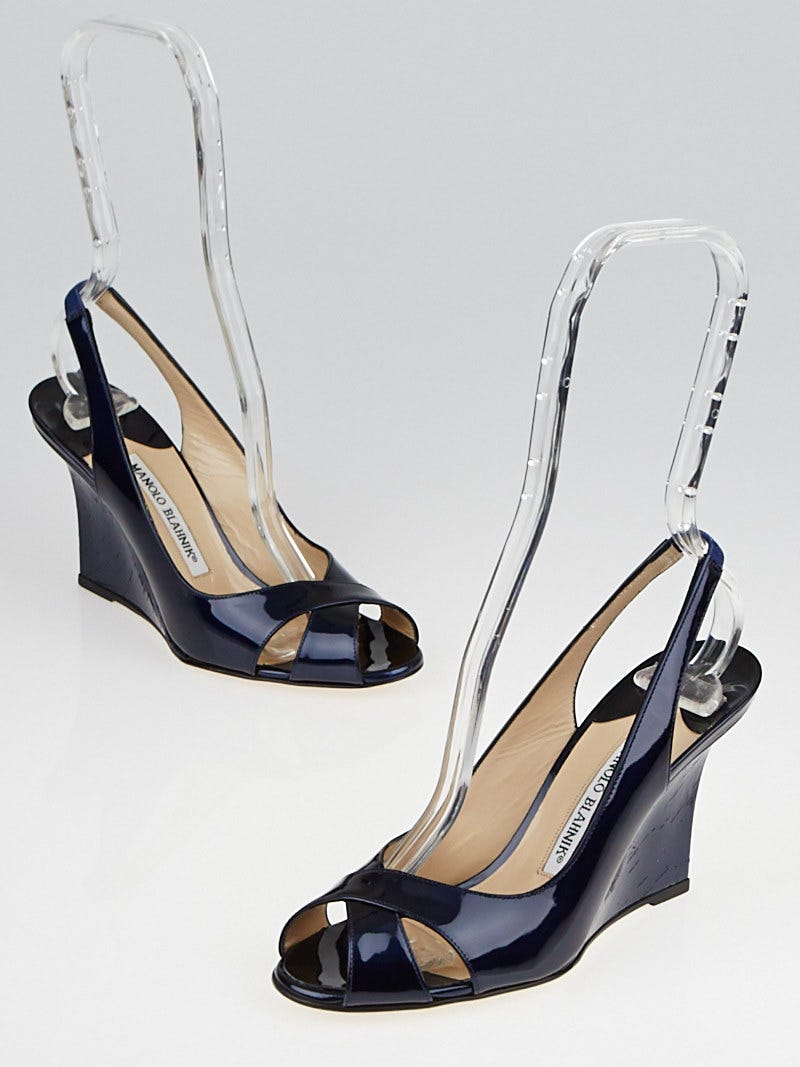 Navy sling back wedges top