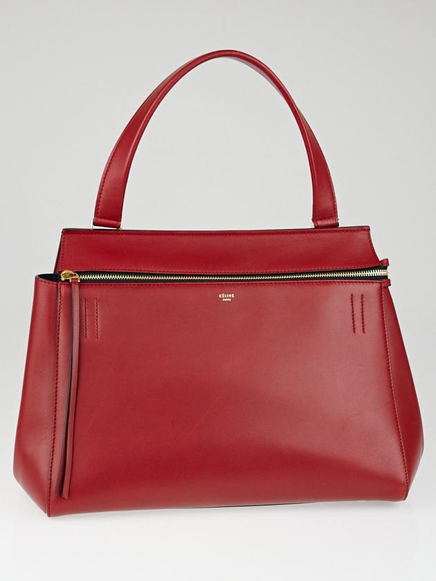 Celine Red Palmelato Calfskin Leather Edge Medium Shoulder Bag 