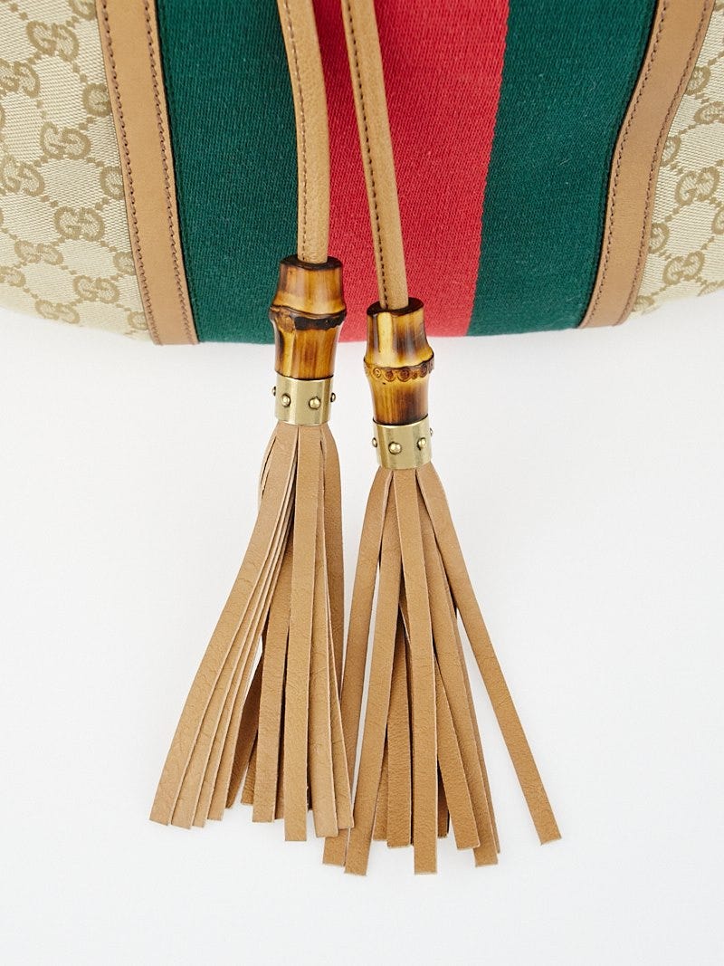 Gucci Beige GG Canvas Vintage Web Rania Drawstring Shoulder Gucci Beige GG Canvas Vintage Web Rania Drawstring Shoulder