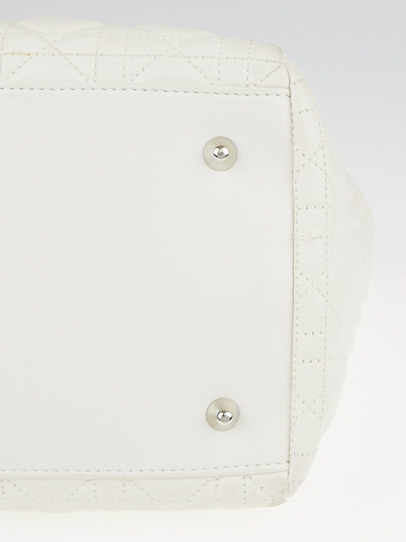Christian Dior White Cannage Quilted Lambskin Soft Lady Dior