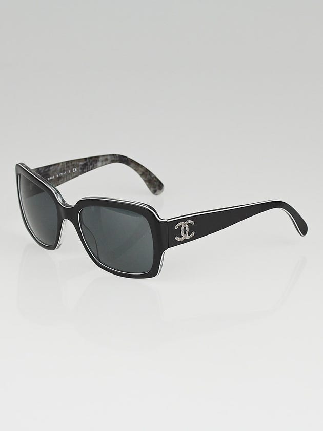 Chanel Black Tweed Print Square Frame Sunglasses - 5221