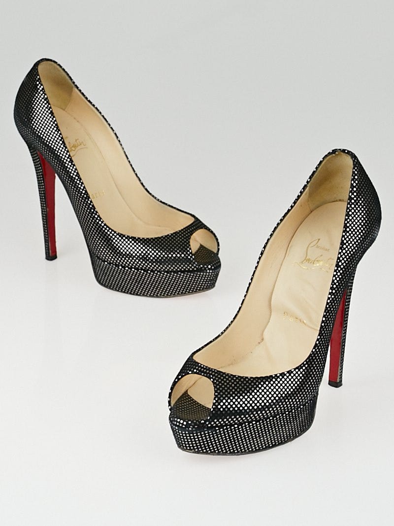 Pewter peep toe pumps sales