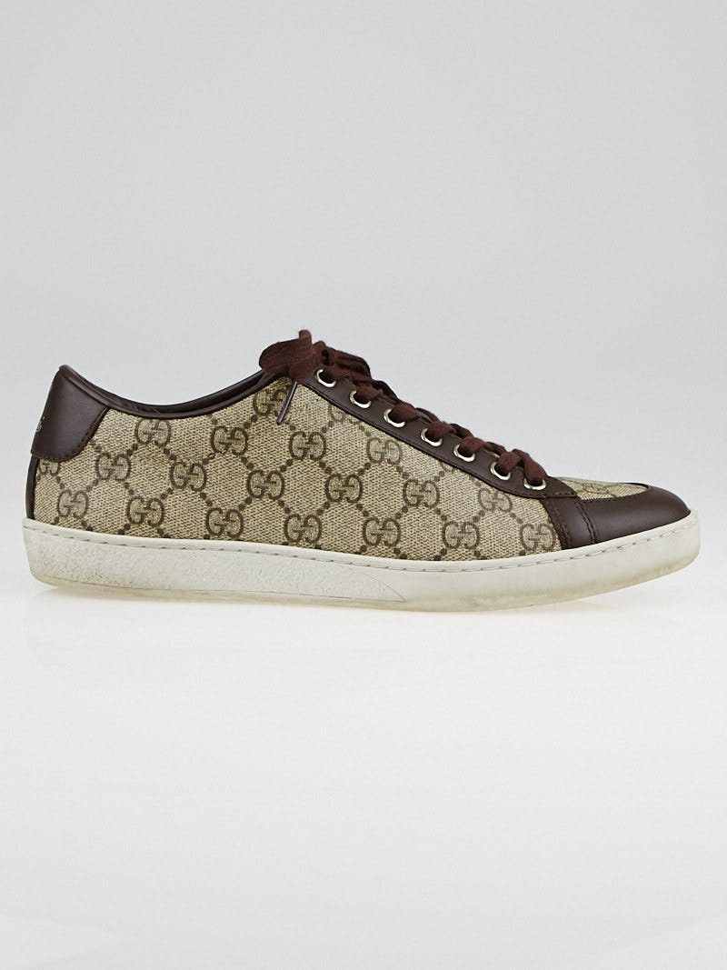Gucci Beige Ebony GG Supreme Canvas and Leather Brooklyn Sneakers Size 8.5 39 Yoogi s Closet