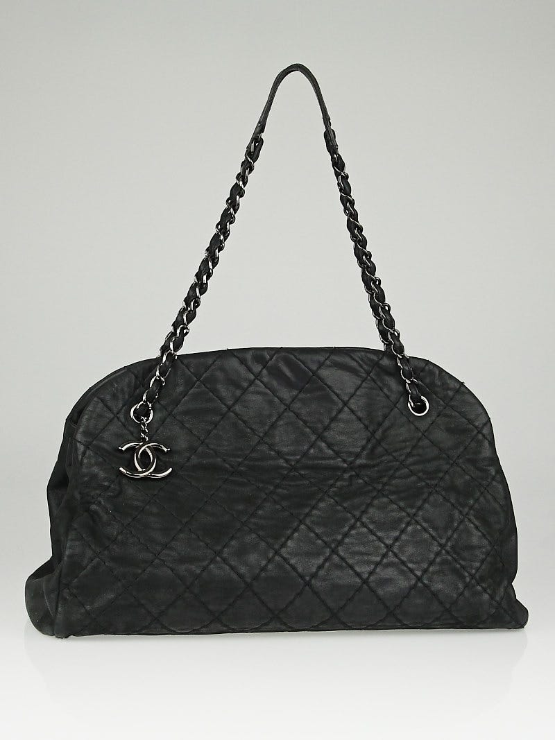 Chanel Black Iridescent Quilted Leather Just Mademoiselle Large Tote Bag