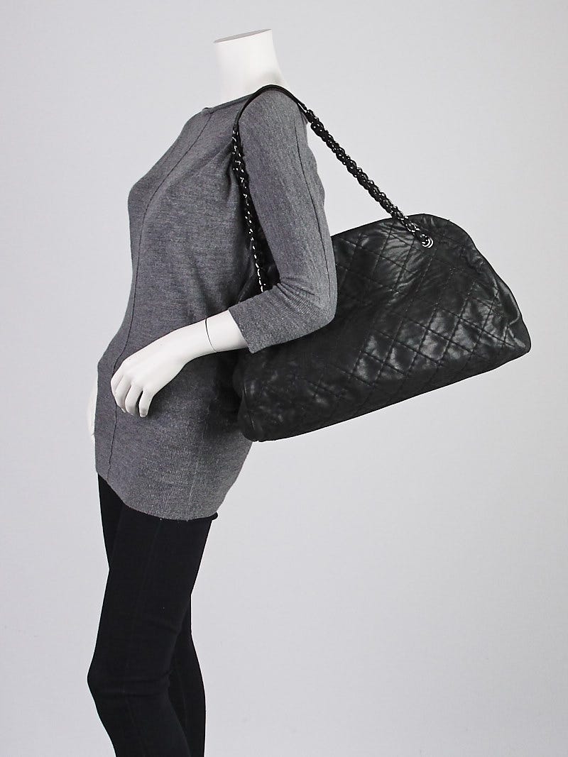 Chanel Black Iridescent Quilted Leather Just Mademoiselle Large Tote Bag
