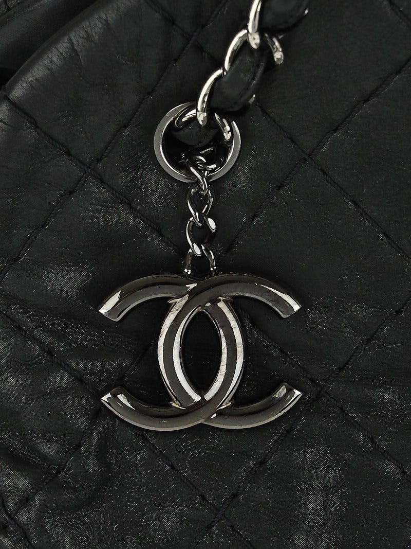 Chanel Black Iridescent Quilted Leather Just Mademoiselle Large