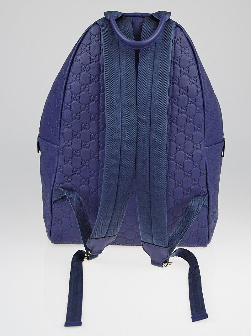 Gucci Blue Guccissima Leather Zip Backpack Bag | Yoogi display picture 1