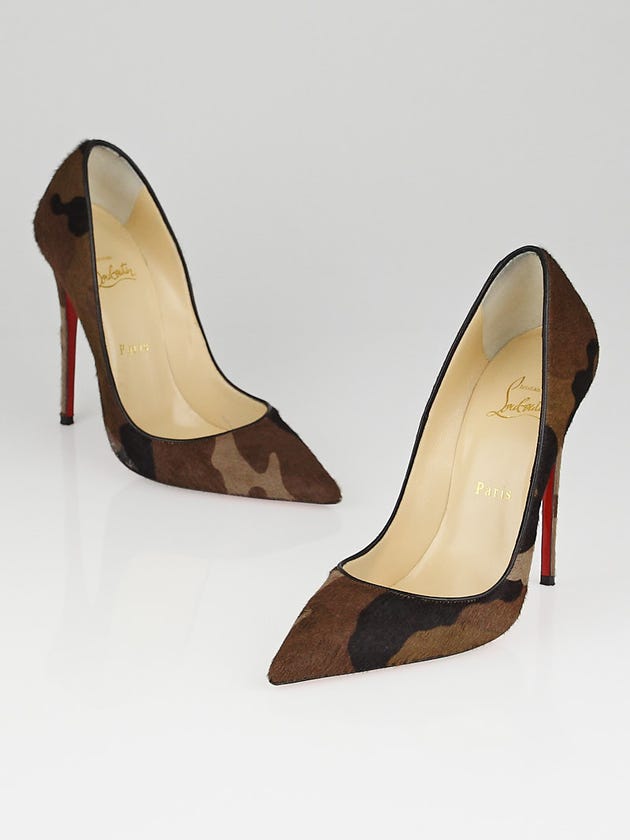 Christian Louboutin Brown Camouflage Pony Hair So Kate 120 Pumps Size 8.5/39