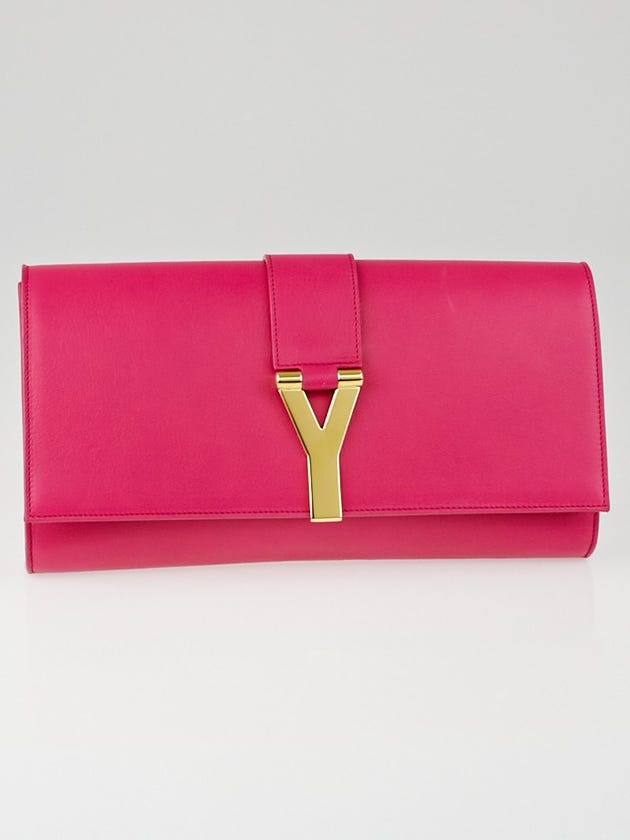 Saint Laurent Pink Smooth Calfskin Leather Ligne Y Clutch Bag