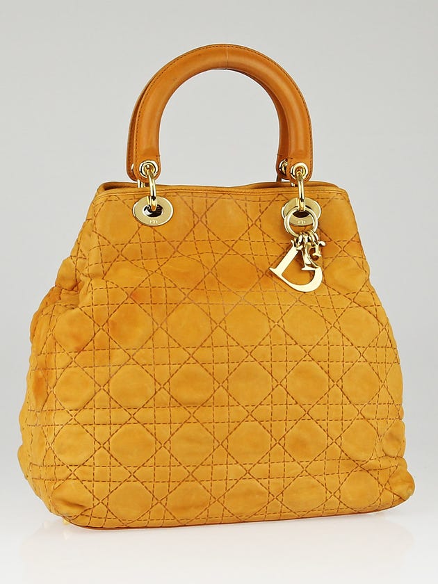 Christian Dior Camel Quilted Cannage Leather Soft Lady Dior Tote Bag