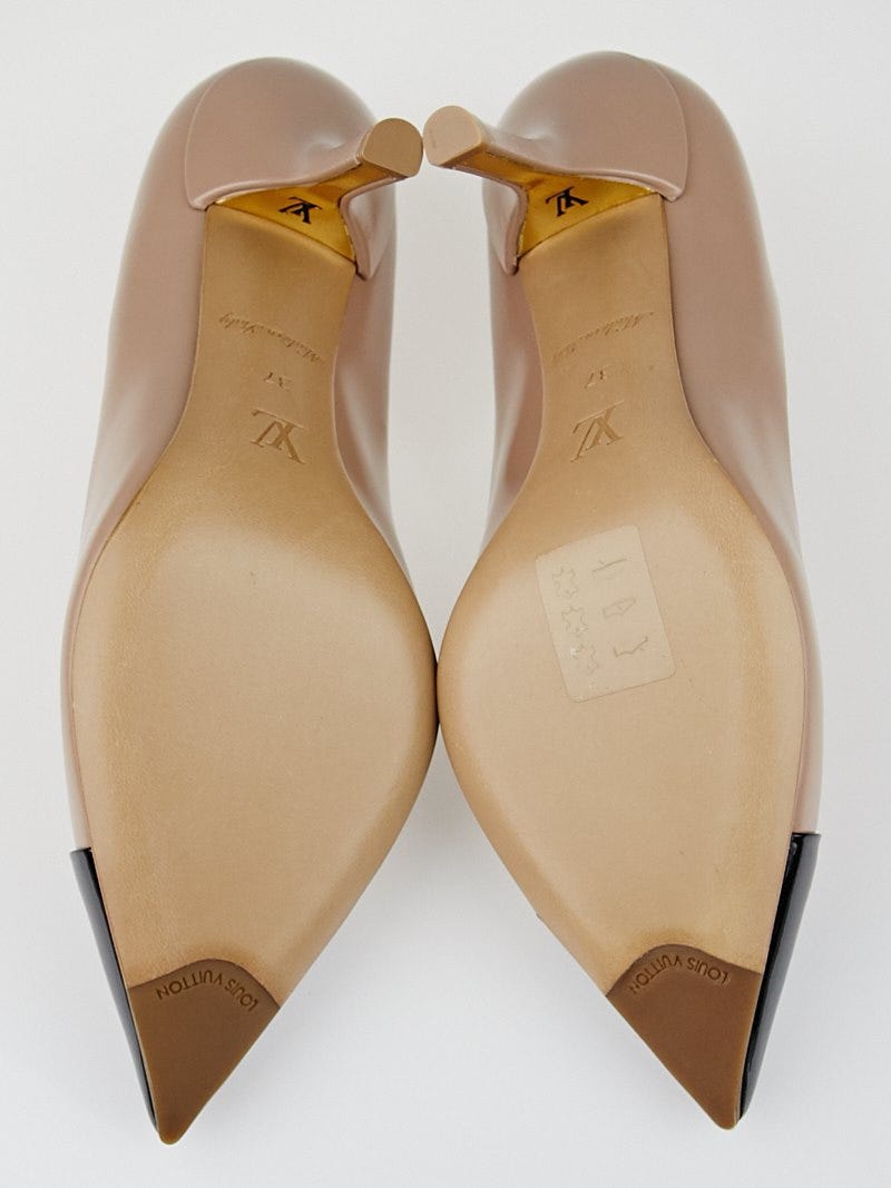Louis Vuitton Beige Rose Leather Cap Toe Maureen Pumps Size 6.5/37