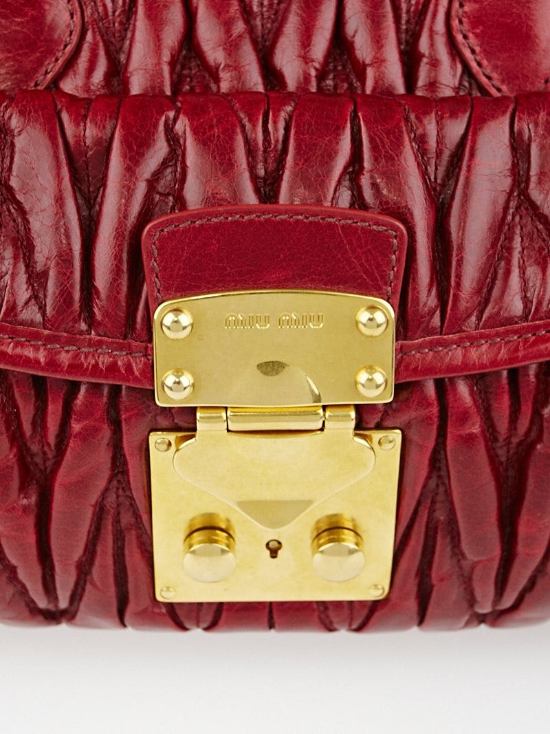 Miu Miu Rubino Matelasse Lux Leather Bauletto Bowler Bag