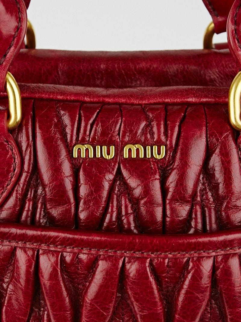 Miu Miu Rubino Matelasse Lux Leather Bauletto Bowler Bag