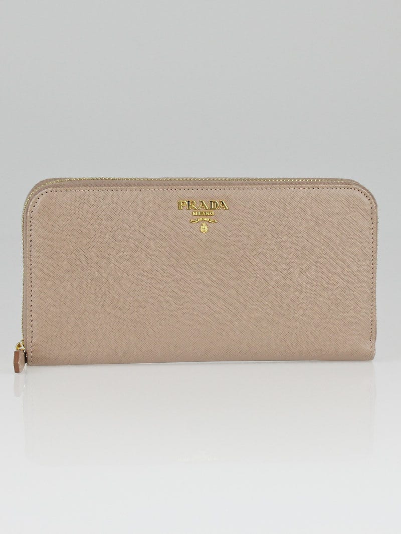 Prada Cammeo Saffiano Metal Leather Zip Wallet 1M0506