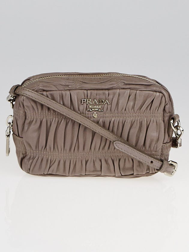 Prada Argilla Nappa Gaufre Leather Mini Zip-Top Crossbody Bag 1N1674