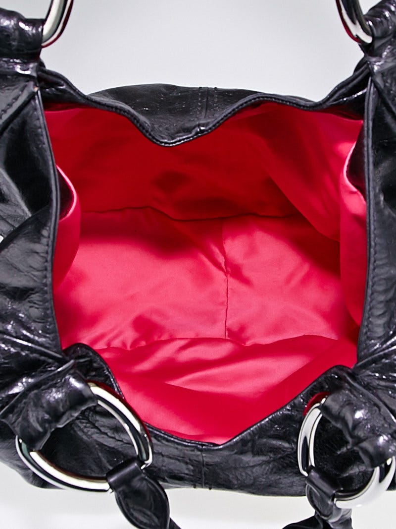 Miu Miu Black Vitello Vintage Leather Sacca Hobo Bag - Yoogi's Closet