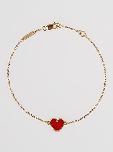 Van Cleef Arpels 18k Rose Gold and Carnelian Sweet Alhambra