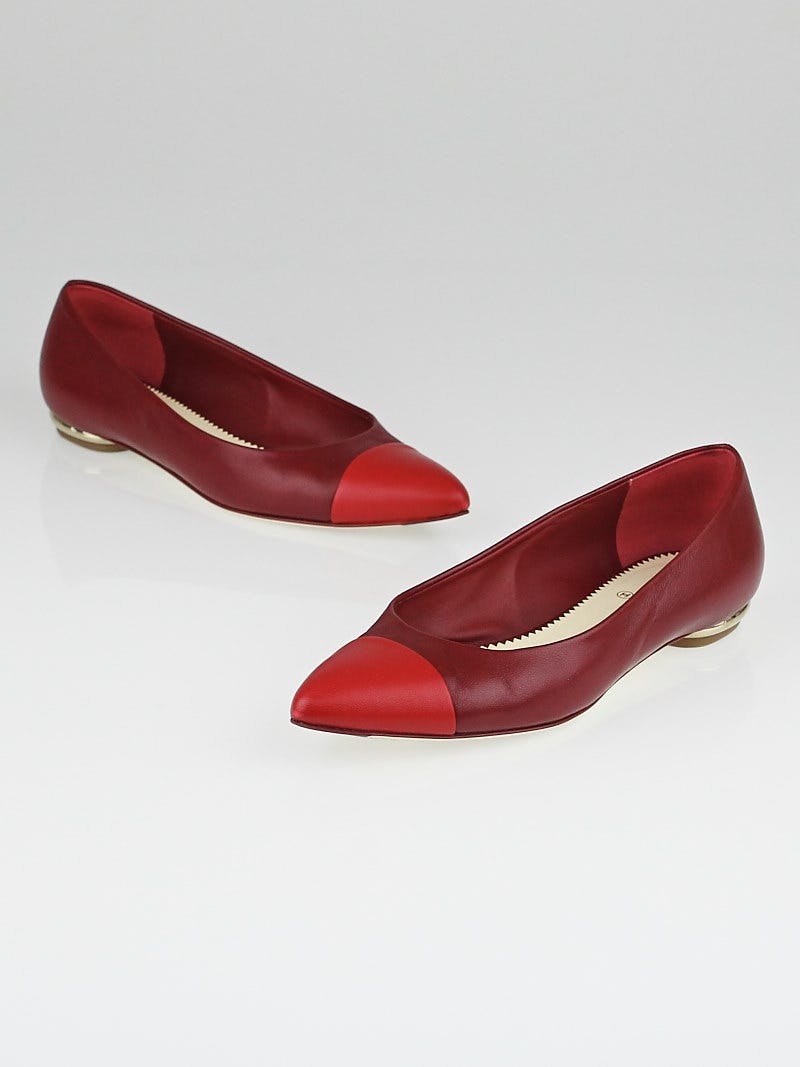 Red leather clearance pointed toe flats