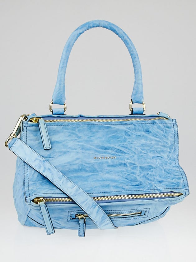 Givenchy Blue Wrinkled Sheepskin Leather Medium Pandora Bag