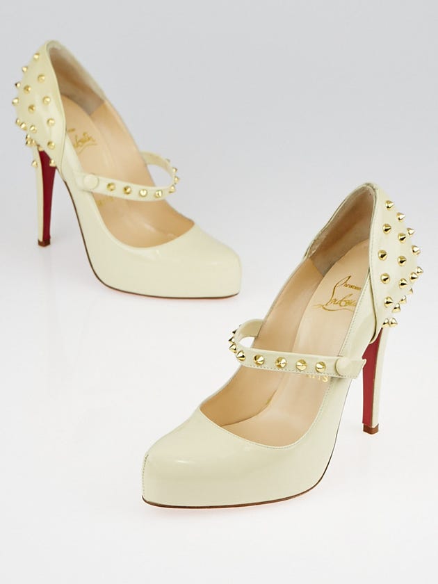 Christian Louboutin Beige Patent Leather Mad Mary Pumps Size 6.5/37