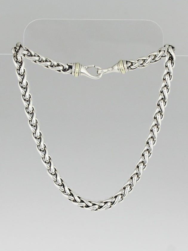 David Yurman Sterling Silver and 14k Gold Wheat Chain Necklace
