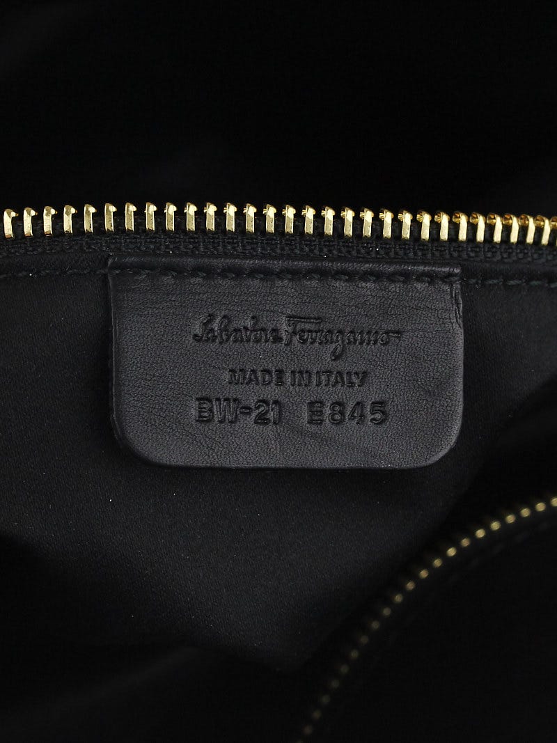 Salvatore Ferragamo Black Calfskin Leather Fiamma Tote Bag