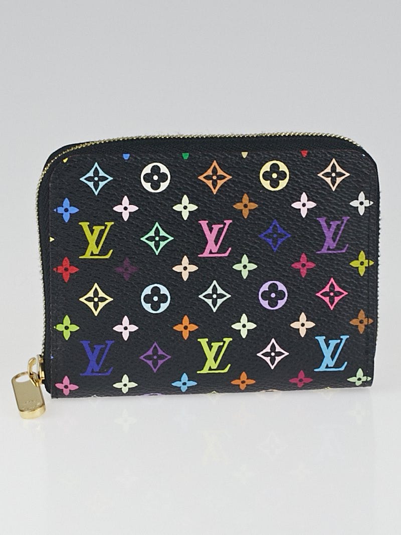 Louis Vuitton Black Monogram Multicolore Violet Zippy Coin