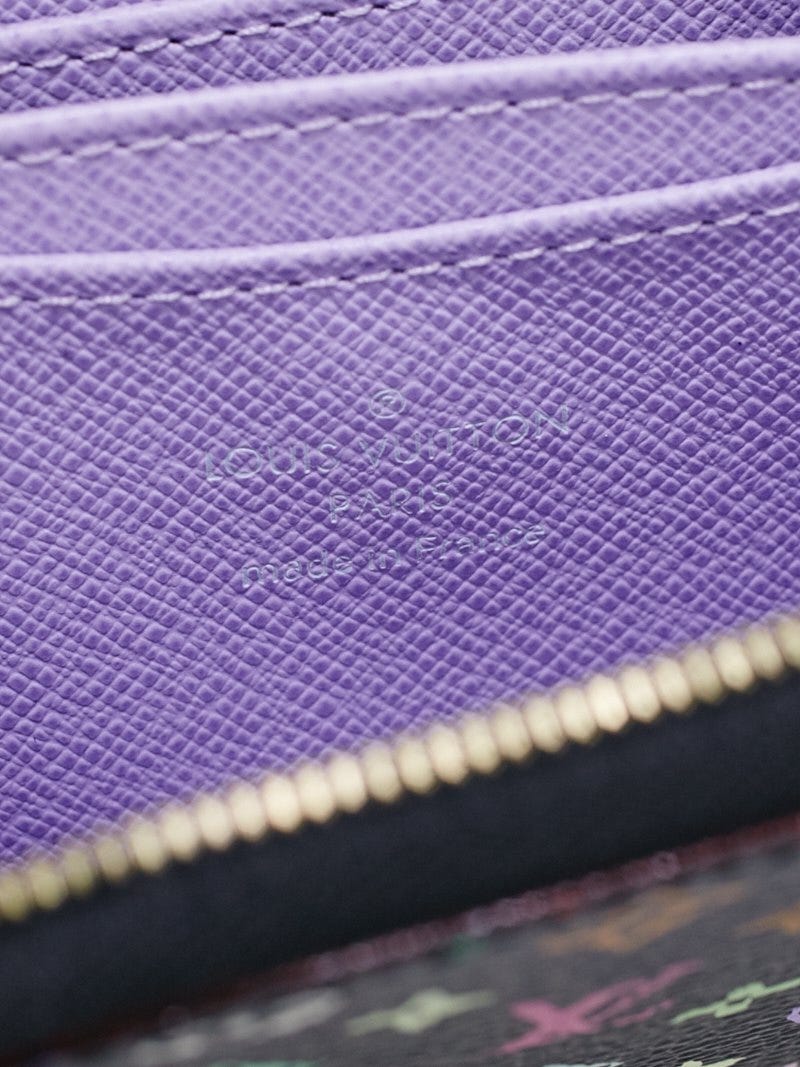 Louis Vuitton Black Monogram Multicolore Violet Zippy Coin