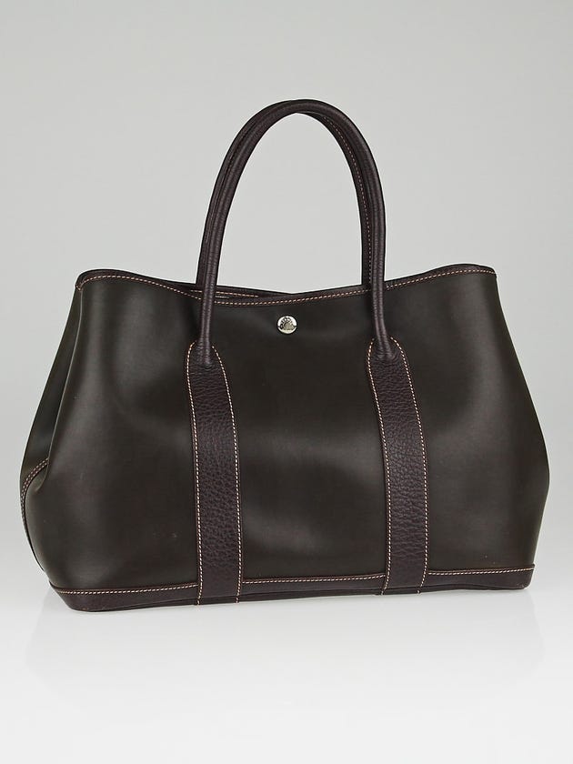 Hermes Amazonia Brown Buffalo Leather Garden Party MM Tote Bag