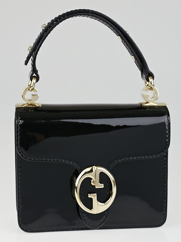 Gucci Black Patent Leather 1973 Small Top Handle Bag