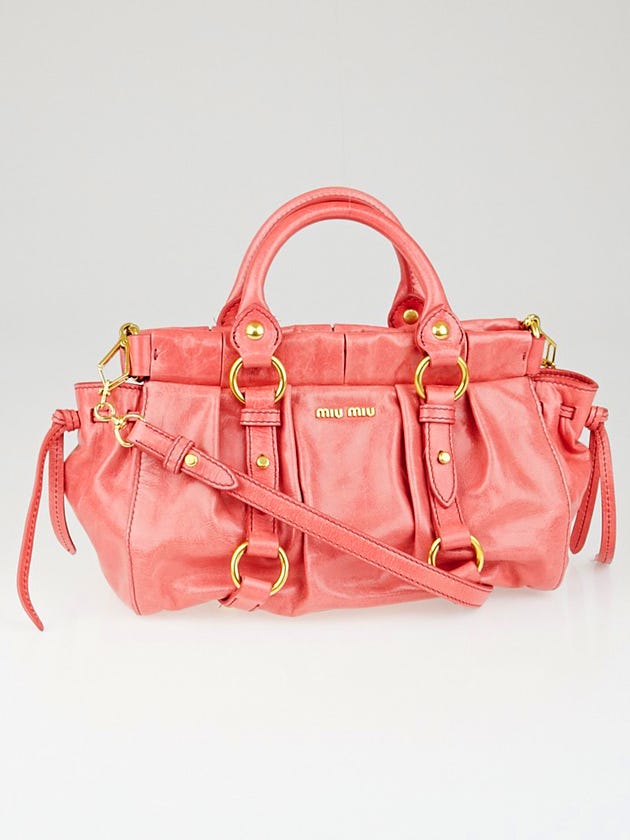 Miu Miu Rosa Vitello Lux Leather Small Soft Shopping Top Handle Bag