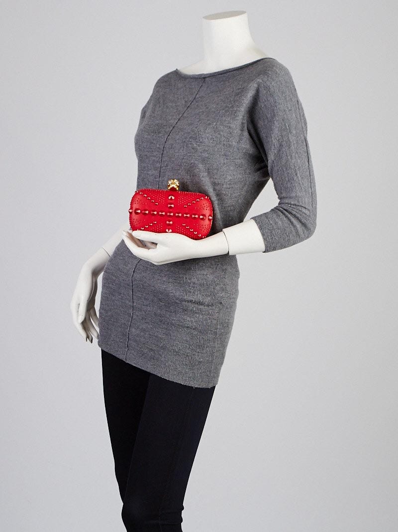 【送料関税無料】 Alexander McQueen Box Skull Studded Britannia Leather Red ゴルフバッグ・キャディバッグ