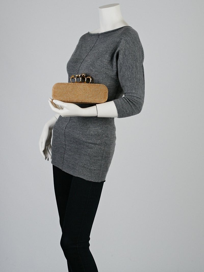 Alexander McQueen Brown Suede and Gold Studded Knuckle Box