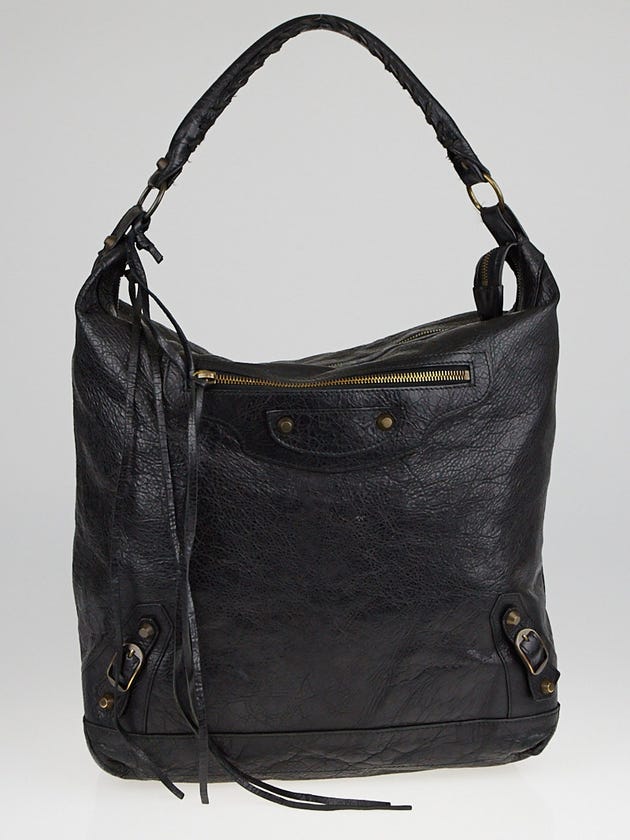 Balenciaga Black Lambskin Leather Day Bag