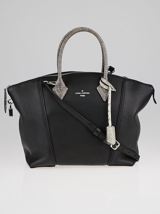 Louis Vuitton Black Veau Cachemire Calfskin Leather and Python Soft Lockit PM Bag