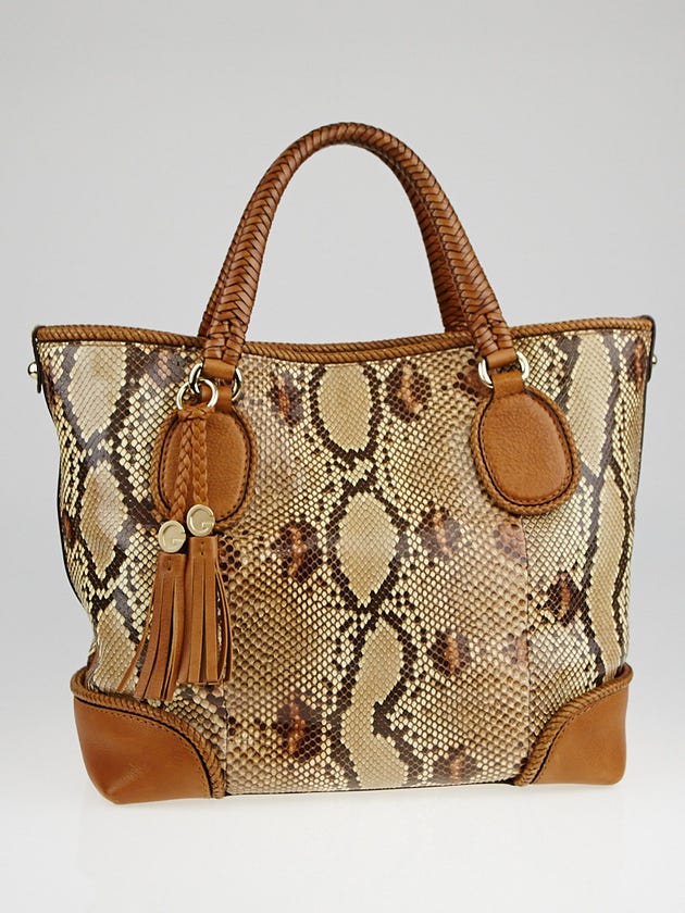 Gucci Brown Python Marrakech Tote Bag