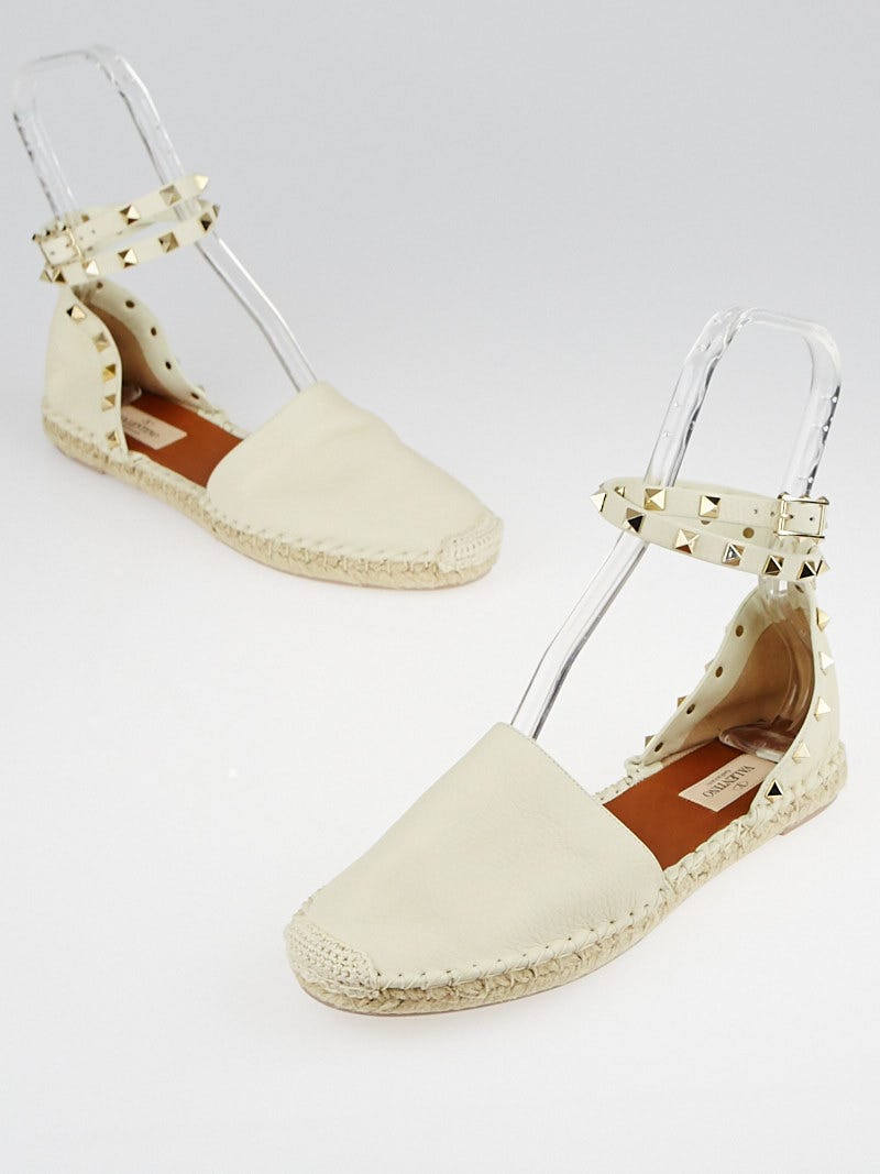 【VALENTINO】leather VLogo Signature espadrilles ホワイト Valentino Garavani White Leather Vlogo Signature Espadrilles
